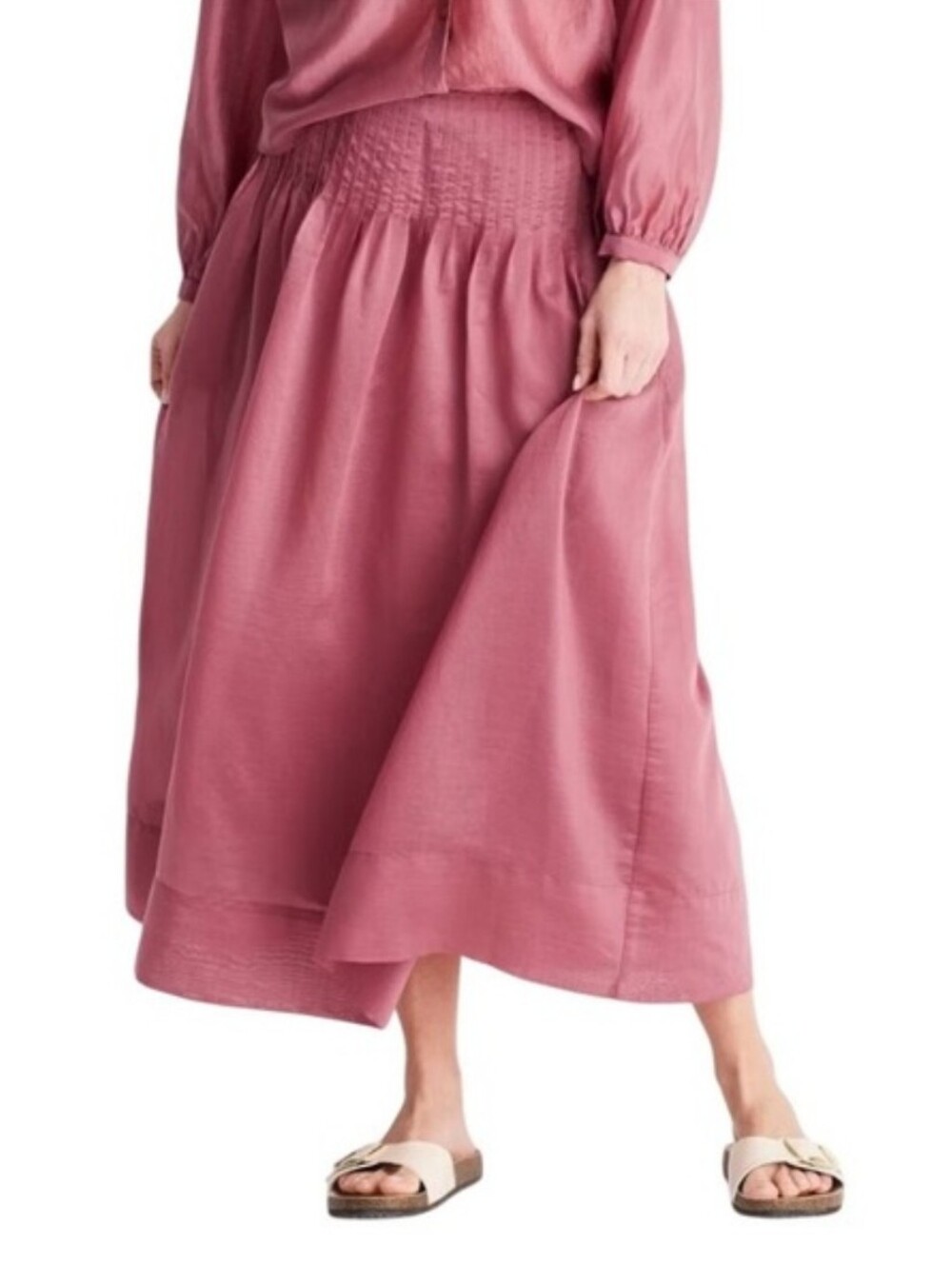 NEW Future Collective Silky Mauve Light Gathered Skirt w Lining Lady's 20 PLUS